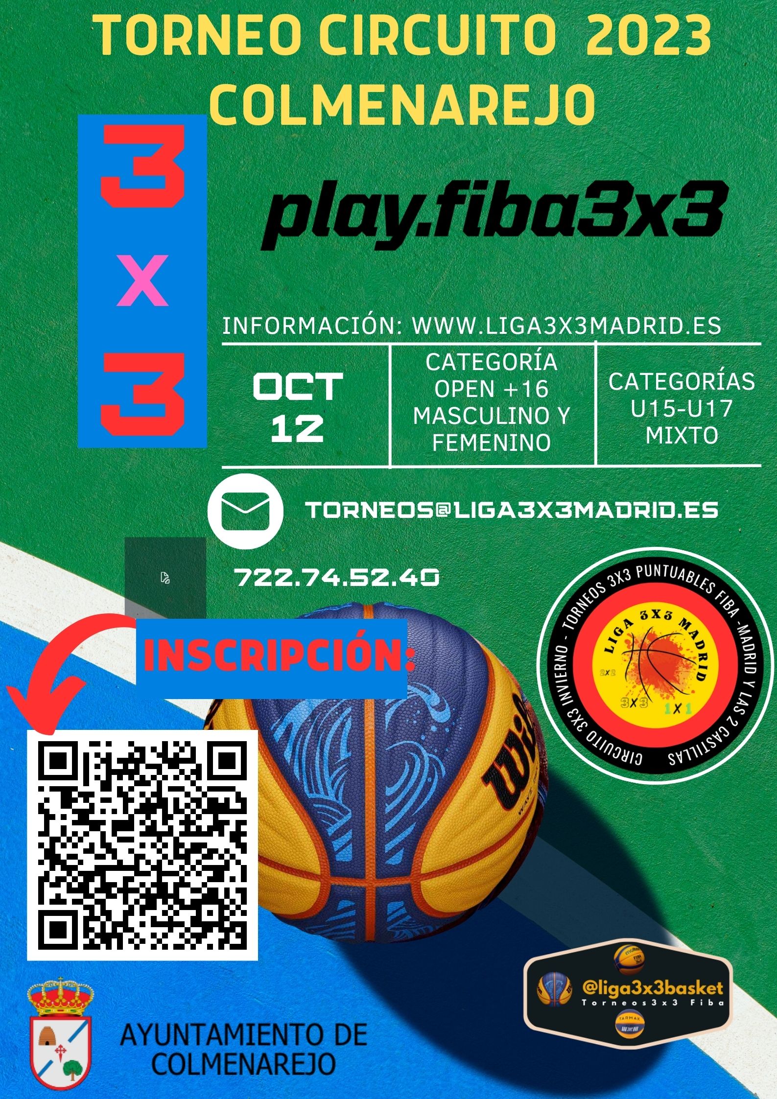 Torneo Circuito 3×3 CM-CyL-CM SEDE 2 -Colmenarejo 12 de Octubre 2023